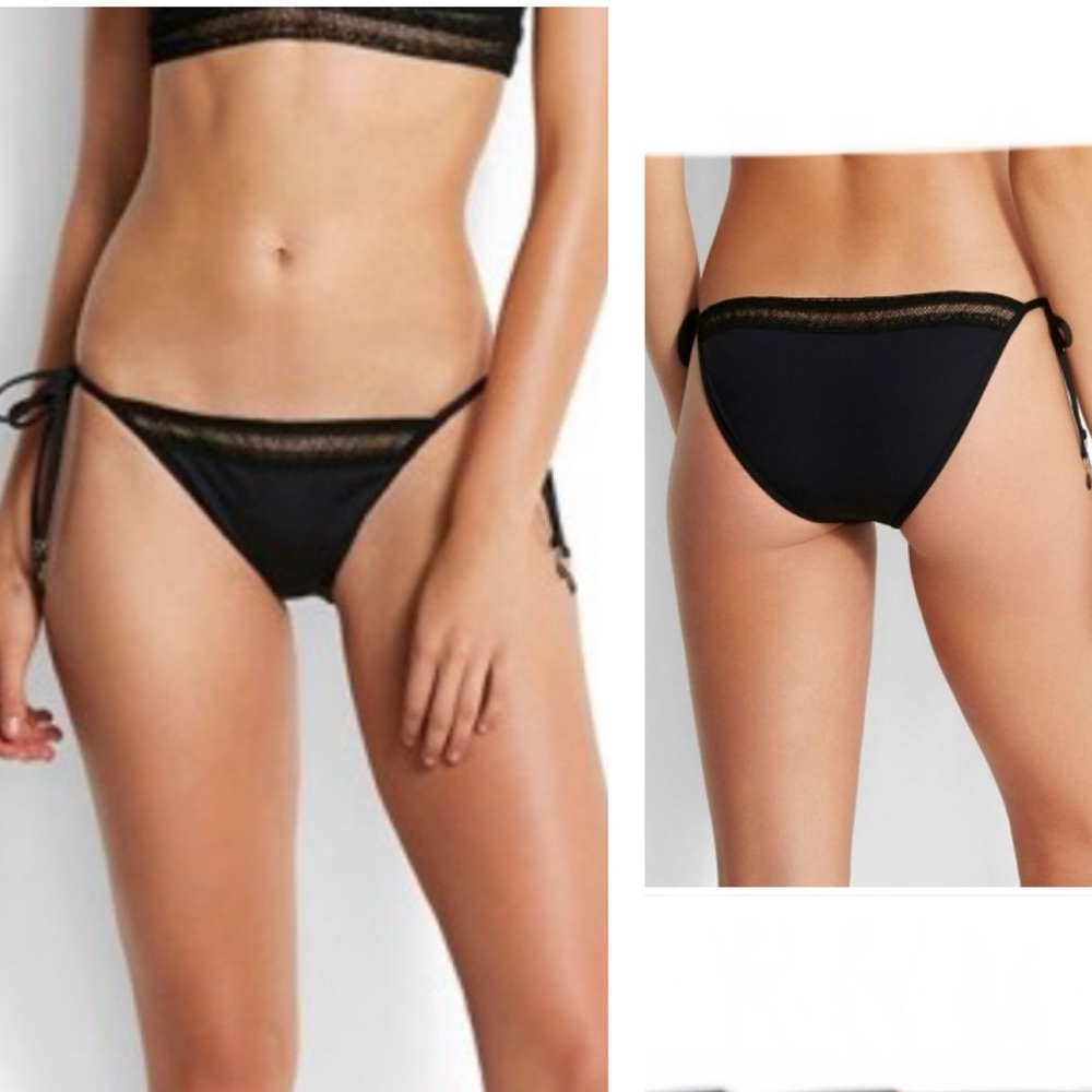 Seafolly Australia Wild at Heart black hipster side tie bikini, size small NWT